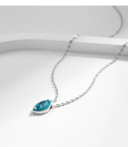 Colar em Prata Esterlina 925 - Pingente com Zircônia AAAAA Olho em Verde Menta.